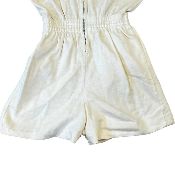 Vintage Girls Ivory Shorts Romper Red & Blue Crest Zip Front - Picture 5 of 9